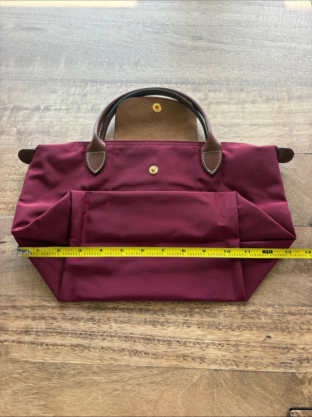 Longchamp Le Pliage Burgundy Tote with Brown Leather Trim - Picture 13 of 13